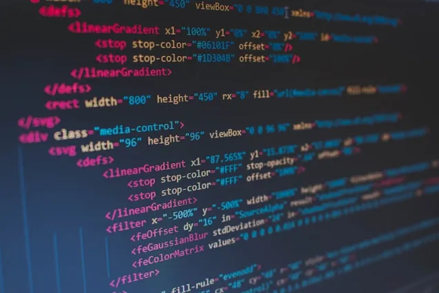 An image of HTML markup, signifying the development process