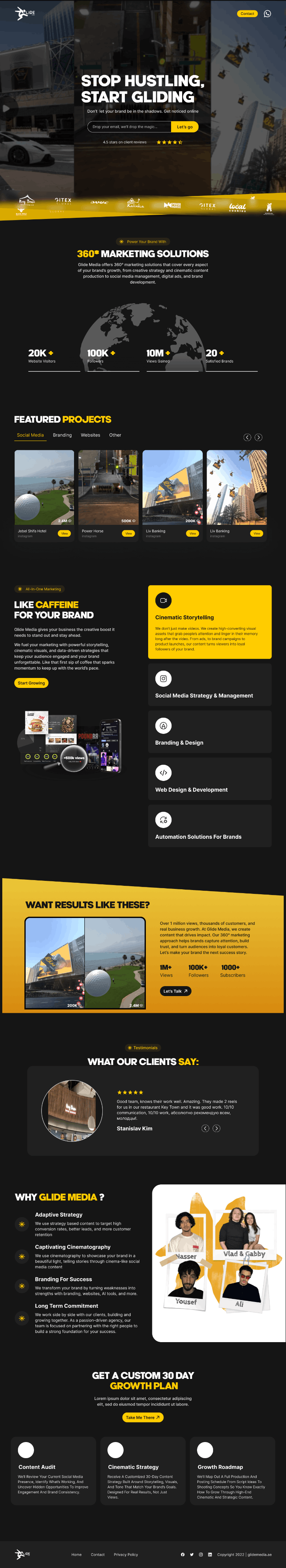 Glide Media - A Marketing company. Landing Page