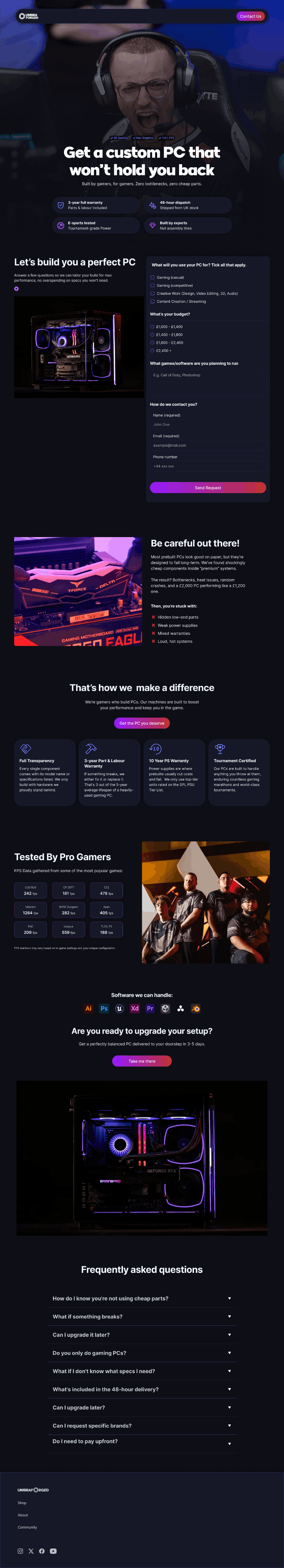 A UK based PC retailer - UF. Landing Page