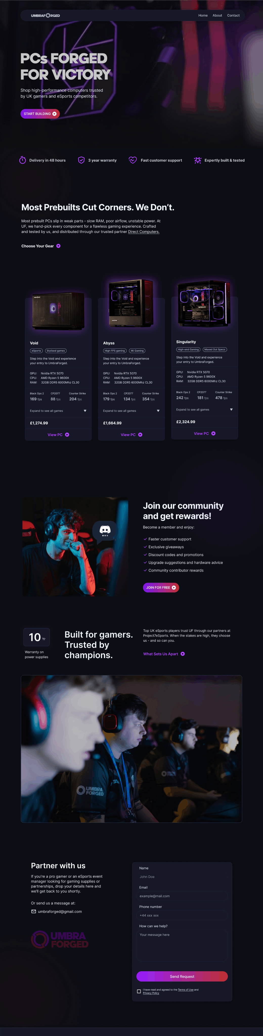 Umbraforged Landing Page